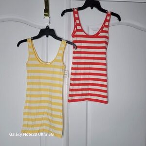 BP Lot of 2 striped yellow red white sleeveless tank top shirt Stretch womens XS